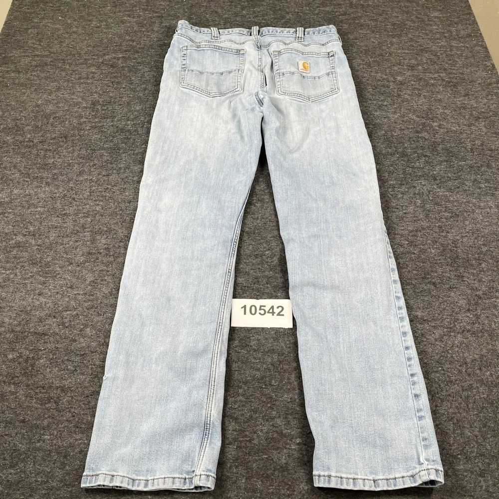 Carhartt Relaxed Fit Jeans Mens 34x34 Blue Denim Cotton Light Wash Straight Leg